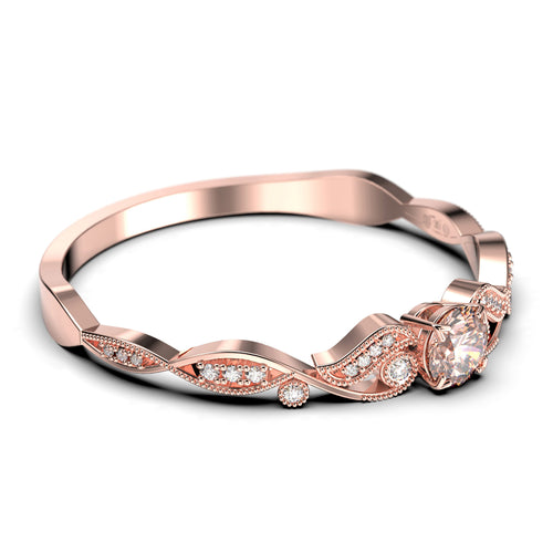 0.75 Carat Round Cut Morganite And Diamond Moissanite Engagement Ring in 925 Sterling Silver With 18k Rose Gold Plating U77407