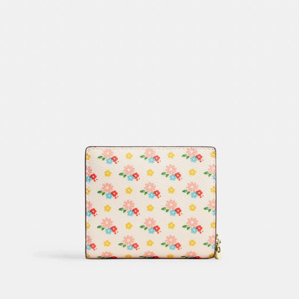 Coach Outlet Snap Wallet With Floral Print And Charm